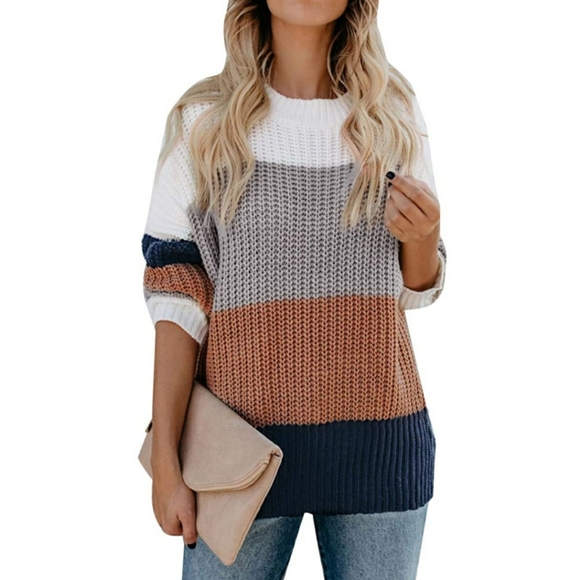 no brand Sweaters - 🆕Crew Neck Long Sleeve Color Block Sweater Medium